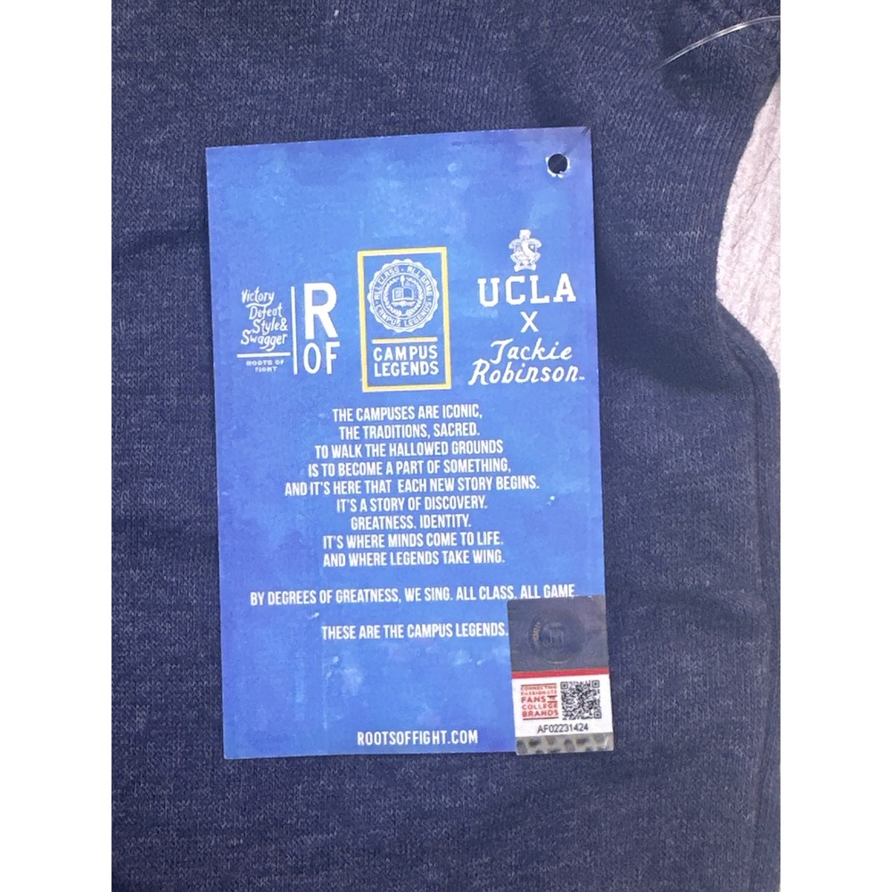 Roots of Fight UCLA Jackie Robinson Football Navy PO Hoody Large - Picture 8 of 11